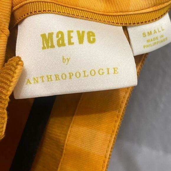 Maeve By Anthropologie NWT Maria Top Babydoll Corduroy Peplum Mustard Size Small - Picture 7 of 8